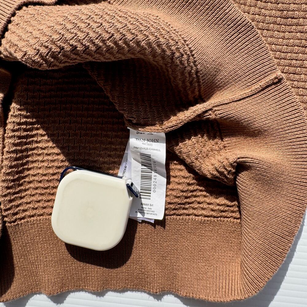 Dan John Textured Knit Long Sleeve Shirt Carmel Brown Men's XL Old Money Euro - Picture 11 of 15